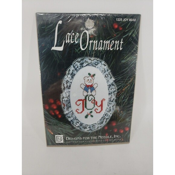 Lace Ornament Kits VTG 1992 Designs For The Needle Sealed NOS Bear Kitty Sampler - Picture 10 of 15